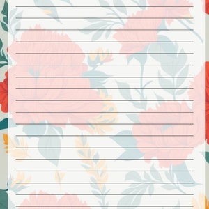 Set of 40 Printable Note Pages Bundle. Blooming Flower Note Pages. Wide ...