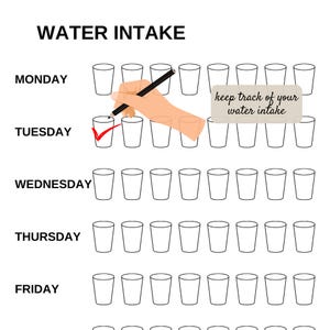 Senior-Friendly Water Intake Tracker - Large Print PDF
