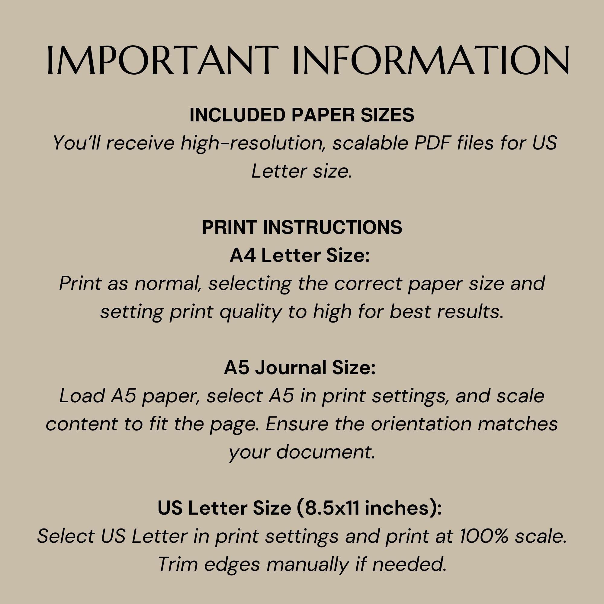 Floral Printable Note Pages: Wide-ruled Journal Paper (PDF Digital ...