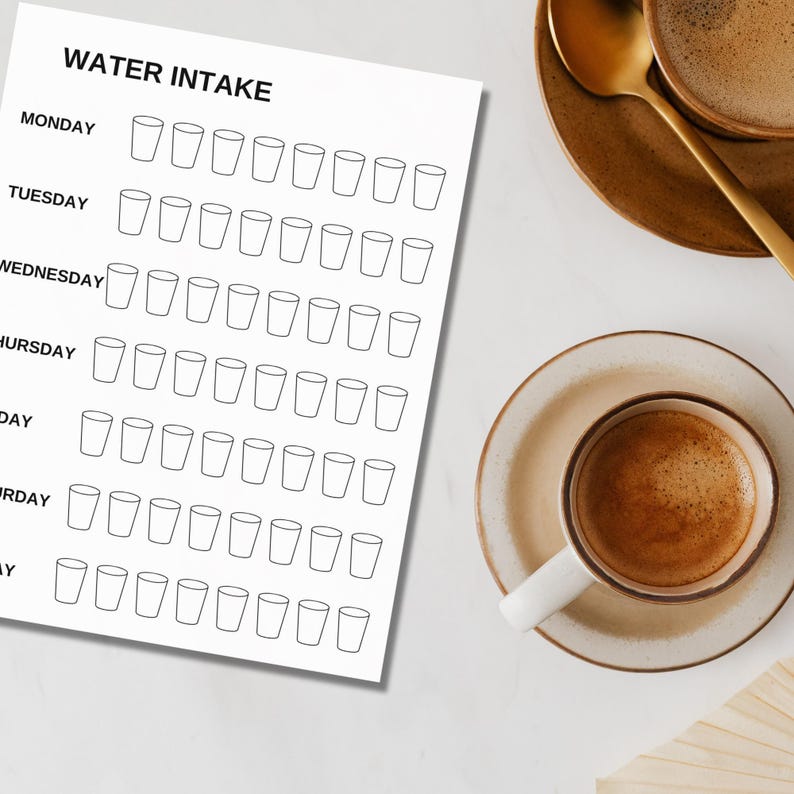 Easy-to-Read Hydration Log - Printable PDF, A5/A4/US Letter