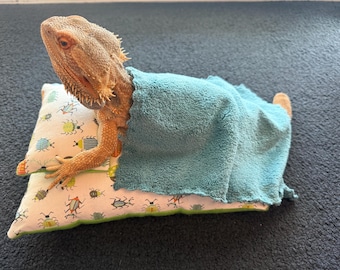 Bearded dragon/reptile/small animal/pet bed w/pillow & FREE blanket (Bugs!). Last ones - Pattern being discontinued.  FREE SHIPPING!