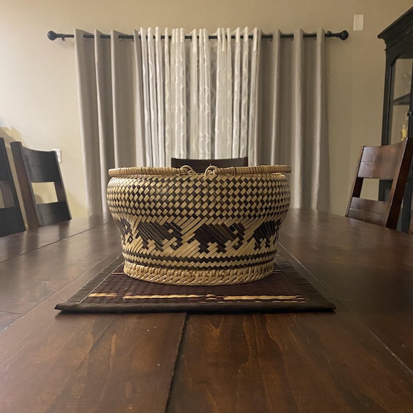 Hand woven Bamboo Basket with handles