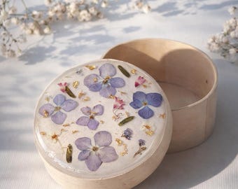 Caja de joyería botánica con flores naturales, caja de resina para guardar recuerdos, regalo de boda para ella, caja de recuerdos hecha a mano, regalo para amantes de la naturaleza