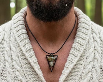 Collar con colgante de piedra para hombre, joyería minimalista para hombre, collar de piedra natural, regalo para él, regalo para novio