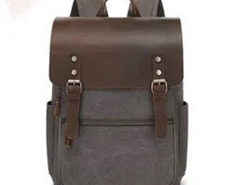 Canvas Leather backpack - Laptop , Travel Bag