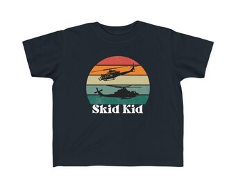 Skid Kid Toddler Tee, Marine Shirt, Black Shirt, Cobra, Huey, Retro Helicopter Shirt, Helicopter Lover, Military Child, Birthday Gift