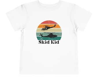 Toddler Skid Kid retro shirt, helicopter shirt, helicopter birthday, marine corps helicopter, military child shirt, helicopter kid, skids