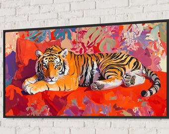 Tiger Art Print – Vibrant Abstract Animal Painting, Bold Jungle Wall Decor