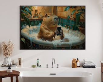 Arte de baño con capibaras: Decoración de baño divertida para amantes de los animales
