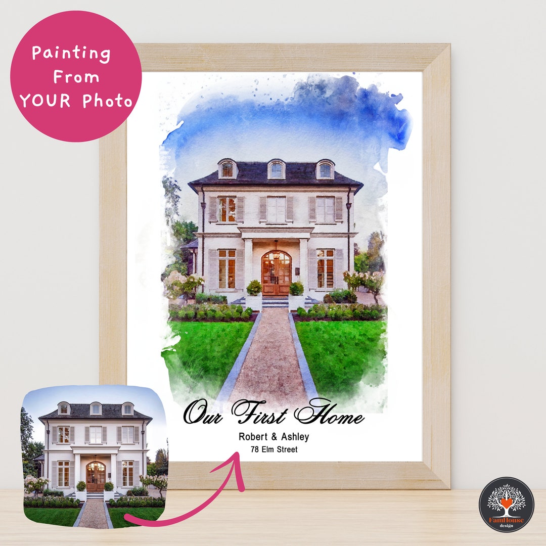 Custom Watercolor House Portraits From Photo, Personalized Housewarming ...