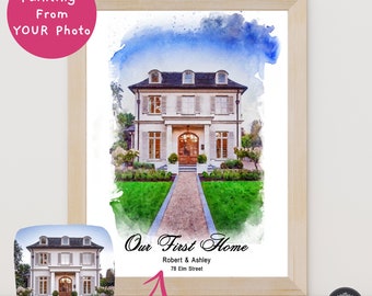 Custom Watercolor House Portraits From Photo, Personalized Housewarming Gift, Realtor Closing Gift, First Home Gift
