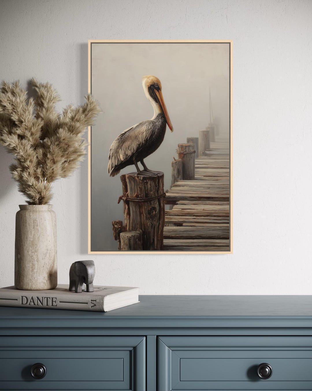 Brown Pelican Wall Art, Coastal Bird Print Nautical, Beach House Decor ...