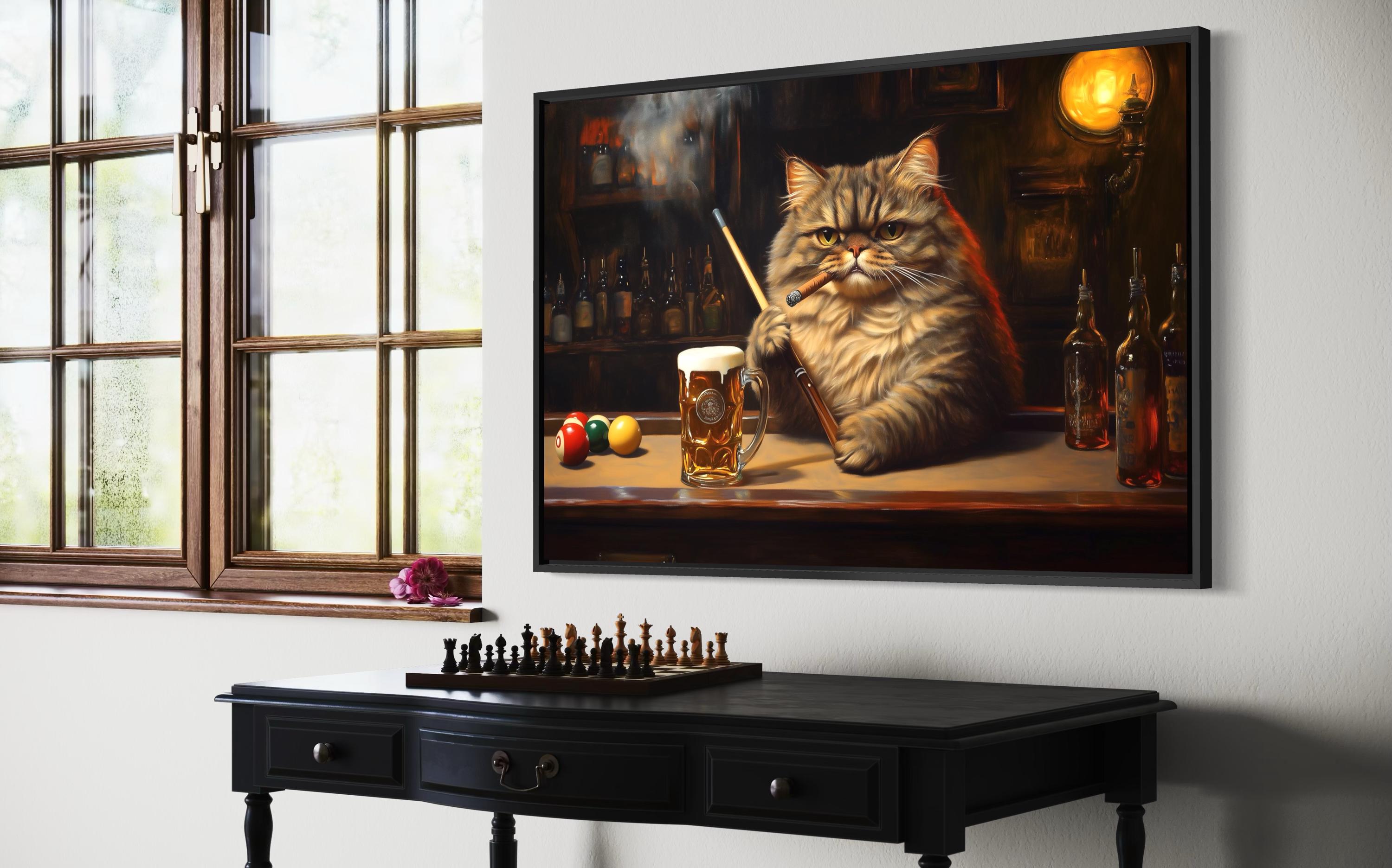 Persian Cat Bar Print – Funny Whiskey Lounge Wall Art - Etsy