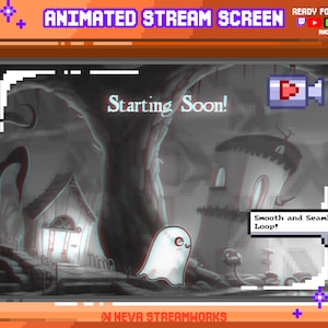 ANIMATED Stream Screen / Cute Ghost / Starting Soon / brb / Ending Stream / Retro / Vintage / Loop / Halloween / Horror / Kawaii / Spooky