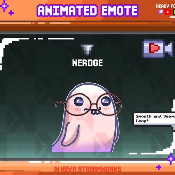 ANIMATED Twitch Emote / Cute Ghost / Nerdge / Nerd / Glasses / Study / Loop / Halloween / Horror / Kawaii / Spooky / Discord / Youtube