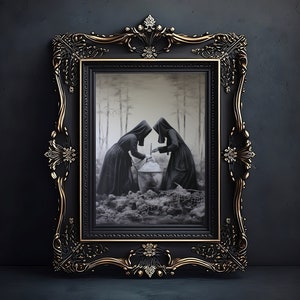 Frauen am Grab, Wandkunst, Druck, Poster, Wanddekoration, dunkle Kunst, Gothic, Dekoration, Bild