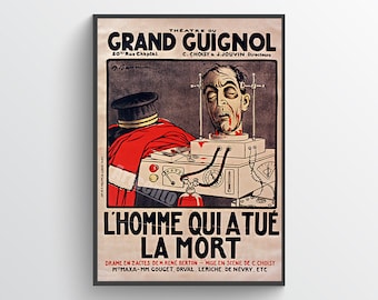 Vintage poster, Les 3 Masques – Grand Guignol horror theatre,  print, wall decor