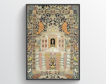 Antique Mizrah, Mizrah - Jerusalem print, poster, vintage Judaica art, Hebrew, amulet, talisman, Jewish decor, vintage art