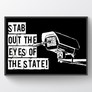 Apuñalar los ojos del Estado – acab, cartel de protesta, radical, anarquía, vintage, rebelde, desobedecer, control, arte callejero anarquista, impresión