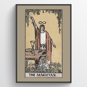 Le magicien - Impression de cartes de tarot, impression, affiche, arcanes majeurs, arcanes majeurs, diseur de bonne aventure, symbole mystique, affiche d'art vintage, art mural