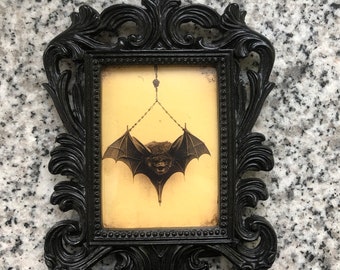 Bat baroque frame, complete with prints, black and gold finish, gothic, art, darkart, victorian