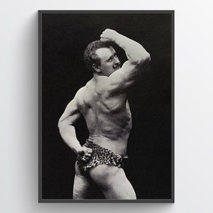 Vintage strongman, bodybuilder Eugen Sandow vintage photo - victorian, powerlifter, retro sport, fitness, show poster, print