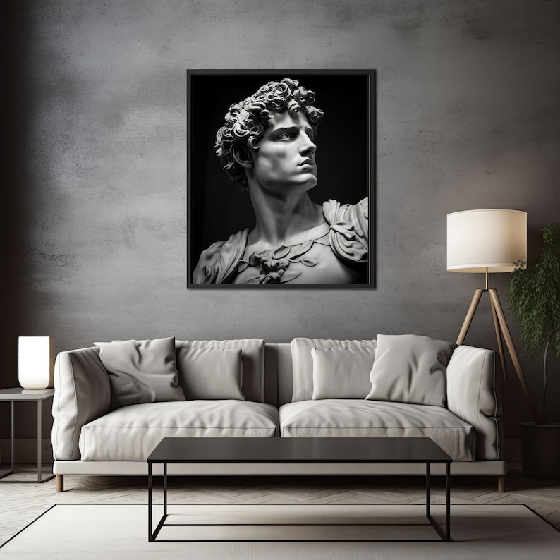 Sculpture of David Style, Art Poster, on the Wall, Canvas Paintings ...