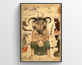 シャイタン、イブリース、ジン、アラビアの悪魔 - イスラムの悪魔学アート、宗教、装飾写本、悪魔、サタン、装飾、印刷物、ポスター、ヴィンテージ
