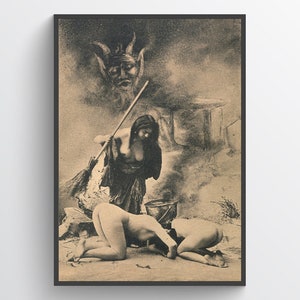Sabbat des sorcières à Paris - carte postale 2 - sorcellerie, magie noire, impression vintage, affiche, art vintage