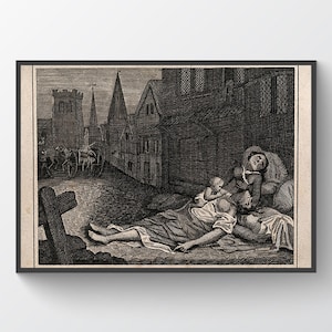 Wall art, black death, print, poster, Great Plague of London 1665,  dark art,