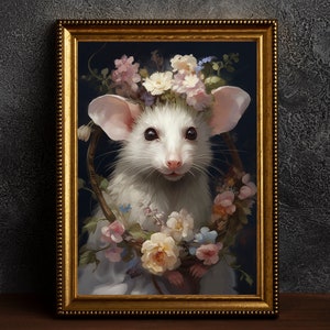 ネズミ、花、壁アート、ポスター、プリント、写真、室内装飾、ゴシック、魅力的、かわいい、ダークアート、壁装飾、ヴィンテージ、ギフトのアイデア、ゴシックアート
