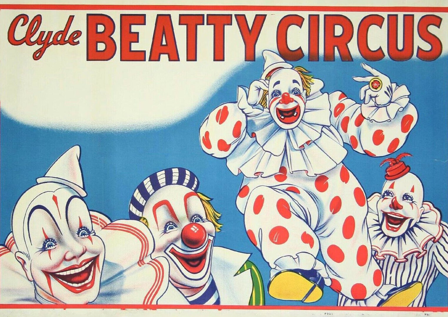 希少50'sアメリカアンティークピエロ遊園地サーカス広告　道化師ヴィンテージ雑貨 Amazon.co.jp: Circus Procession Elephant Clown Vintage USA