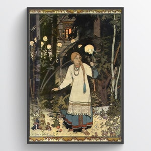 Vasilisa the Beautiful – Russian slavic folk illustration  Ivan Bilibin, print, poster, rusalka, folktales, pagan art, myth, antique