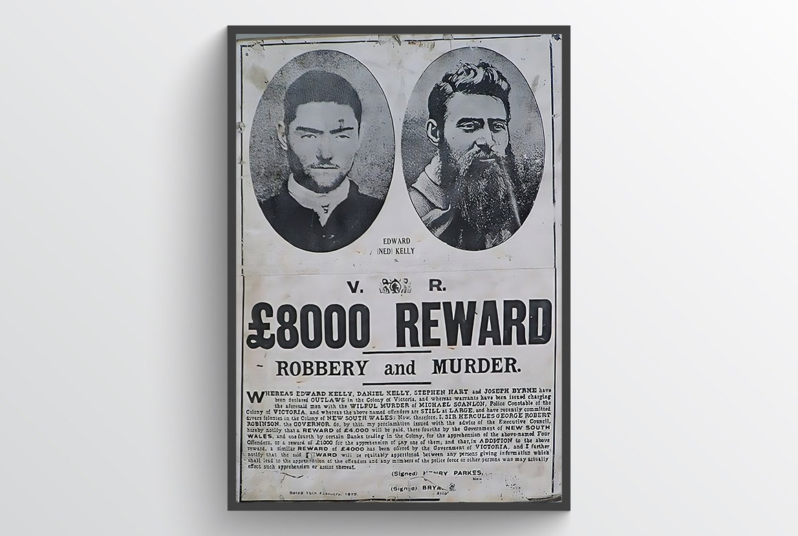 指名手配ポスター、犯罪アートプリント、ケリーギャング、エドワード