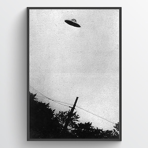 Flying Saucer poster, UFO, home decor, wall decor, poster art, vintage ufology photography, CIA archive print, poster, art print