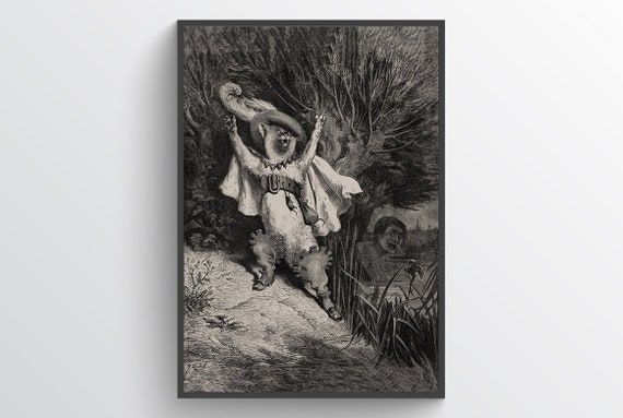 美品 ギュスターヴ・ドレ「長ぐつをはいたネコ」木版画 額縁入 ペロー童話集 美品 ギュスターヴ・ドレ「長ぐつをはいたネコ」木版画 額縁入