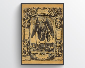 Mirror of human life - Angel of Death, print, poster, grim reaper, medieval dark art, wall art