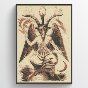 Sabbatziege, Baphomet, Satan, Teufel, Kunst von Eliphas Levi, Okkulter Druck, Satanisch, Poster, Druck, Wandkunst