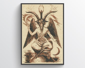 サバティック ヤギ、バフォメット、サタン、エリファス レヴィによる悪魔のアート、オカルト プリント、サタニック、ポスター、プリント、ウォール アート