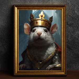 Rat crown, Animal portrait, Wall Art, Poster, Print, Picture, Home Decor, Gothic, Victorian, Baroque, Dark Art, Wall Decor, Vintage Poster