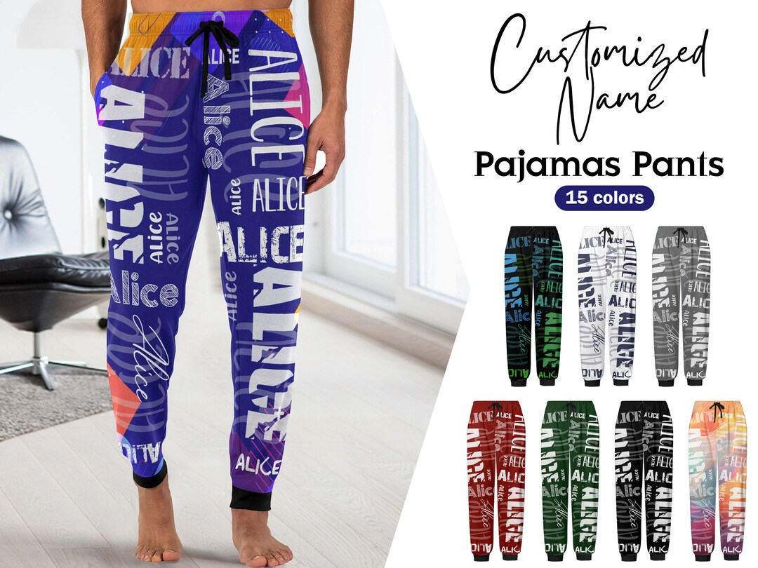Custom Pajama Pants for Men Personalized Name Pajamas Lounge Etsy