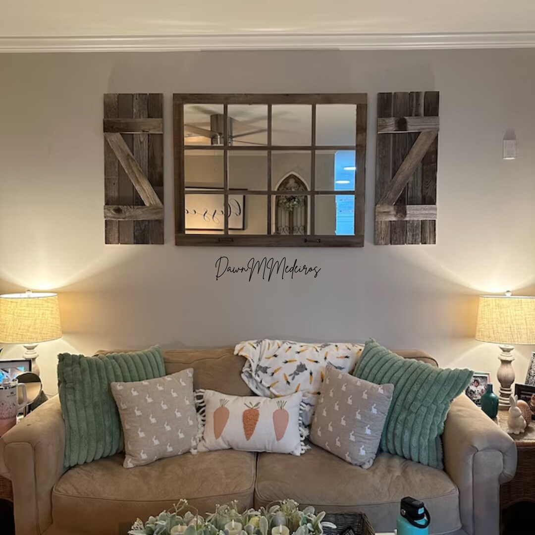 Rustic Window Mirror, Large Window Mirror, Window Pane Mirror, Wall