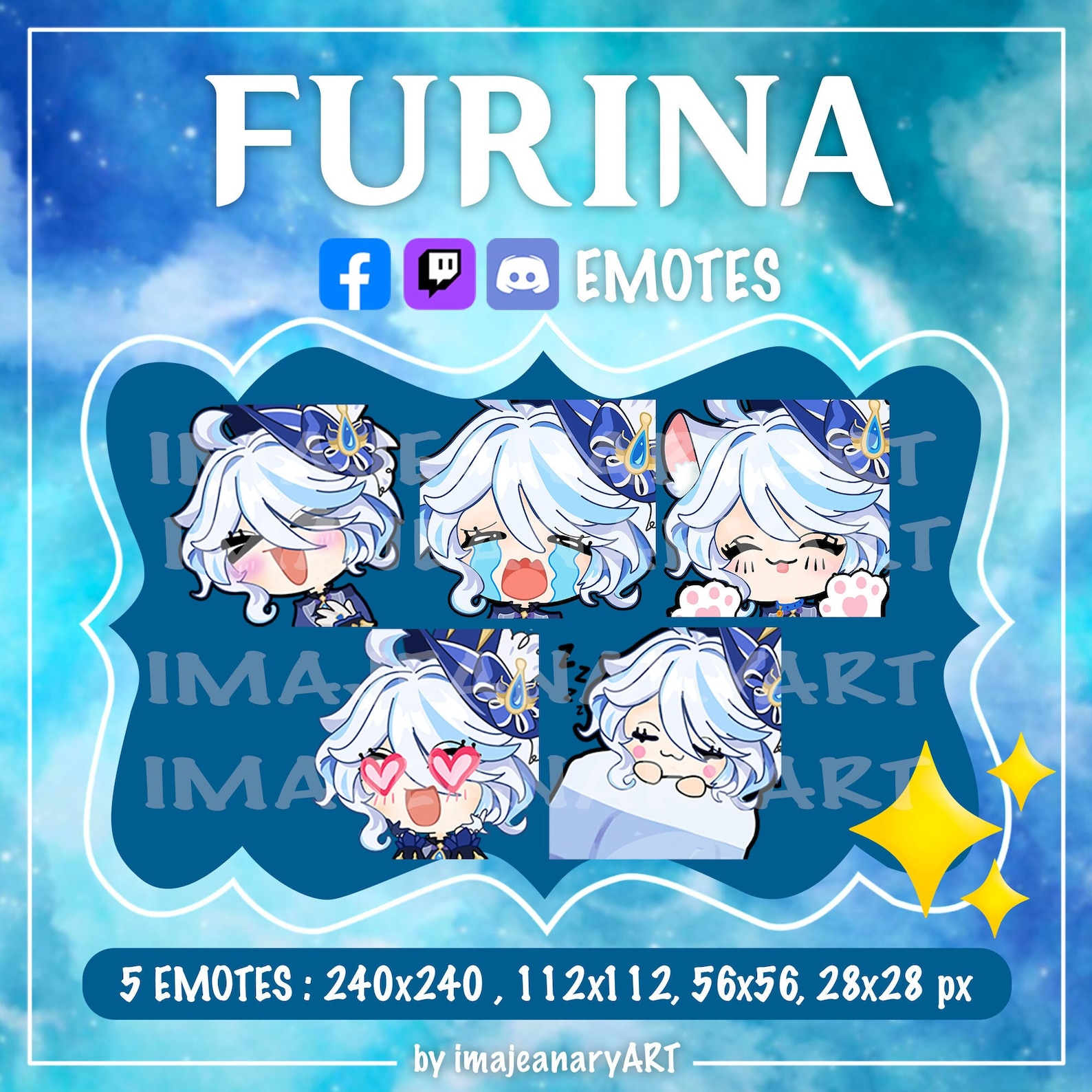 Genshin Impact Furina/focalors Emotes Set for Twitch, Discord and