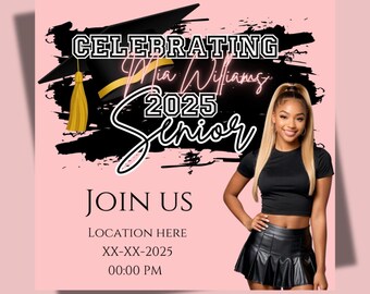 Graduate Flyer, Graduation Party, Graduation Invitation, College Decision flyer, Class of 2025 flyer, Senior Grad Announcement, DIY Canva