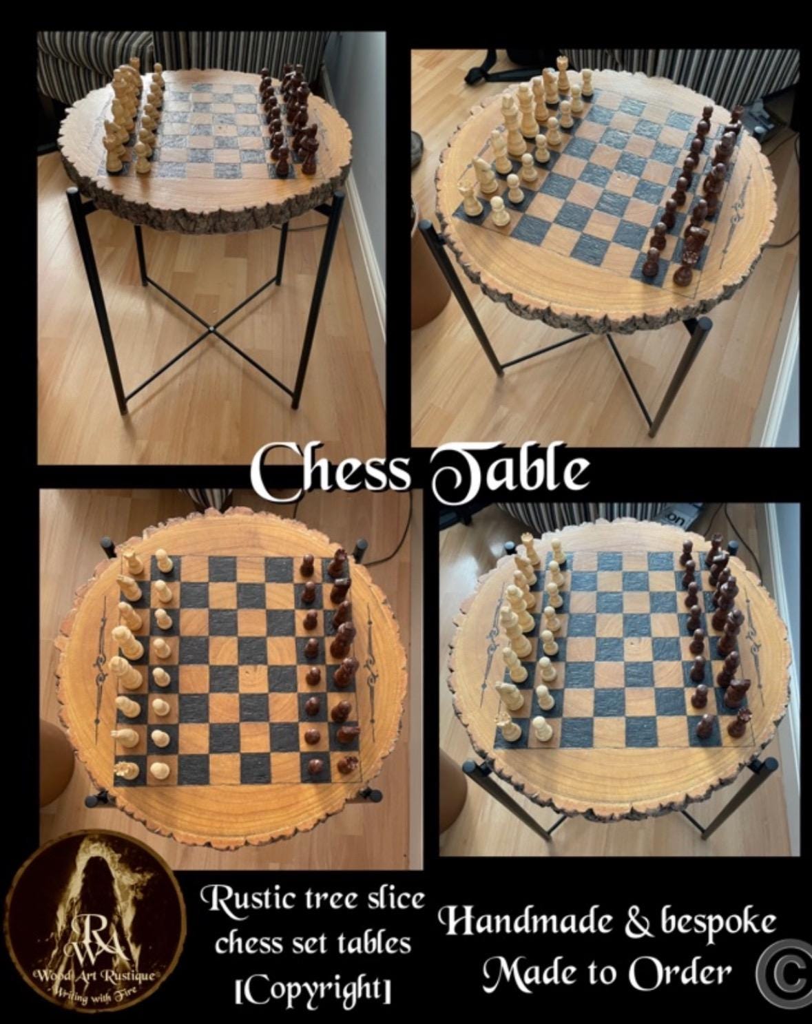 Handmade Bespoke Pyrography Chess Table - Etsy