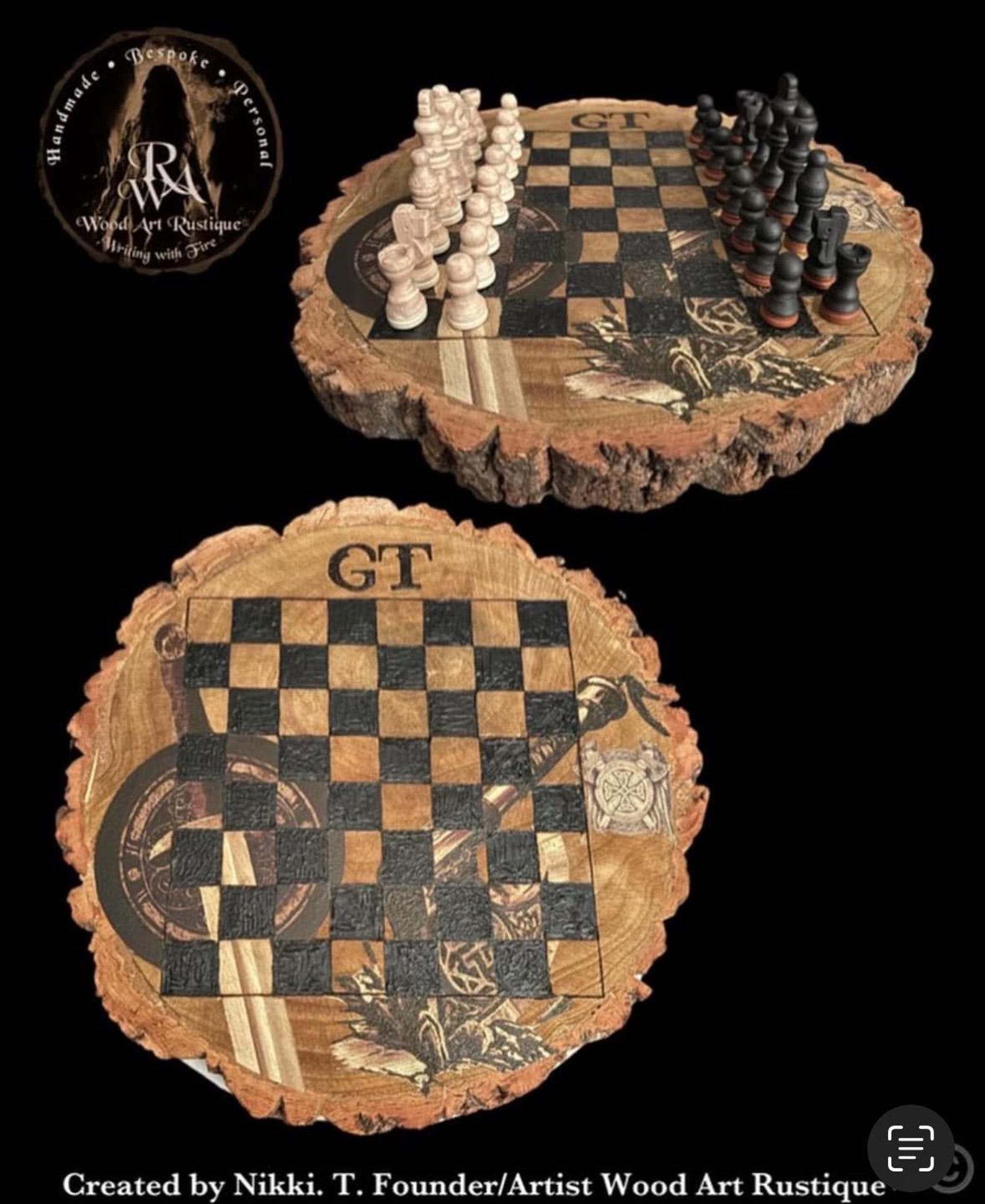 Handmade Bespoke Pyrography Chess Table - Etsy