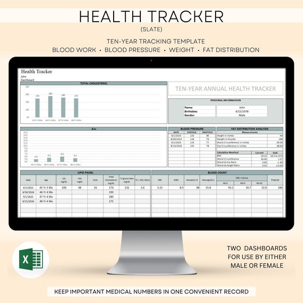Lab Test Results Tracker, Medical Data Log, Health Tracker, Weight Tracker, Fat Distribution, Medical Test Results Log, Blood Work Log