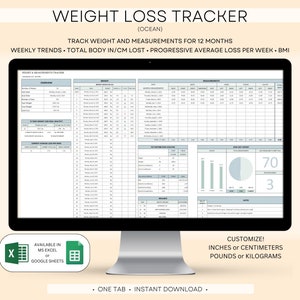 Gewichtsverliestracker, meetlogboek, weegtabel, gewichtsverlieslogboek, gewichtsverlieslogboek, Excel Google-spreadsheet voor gewichtsverlies, gezondheidslogboek