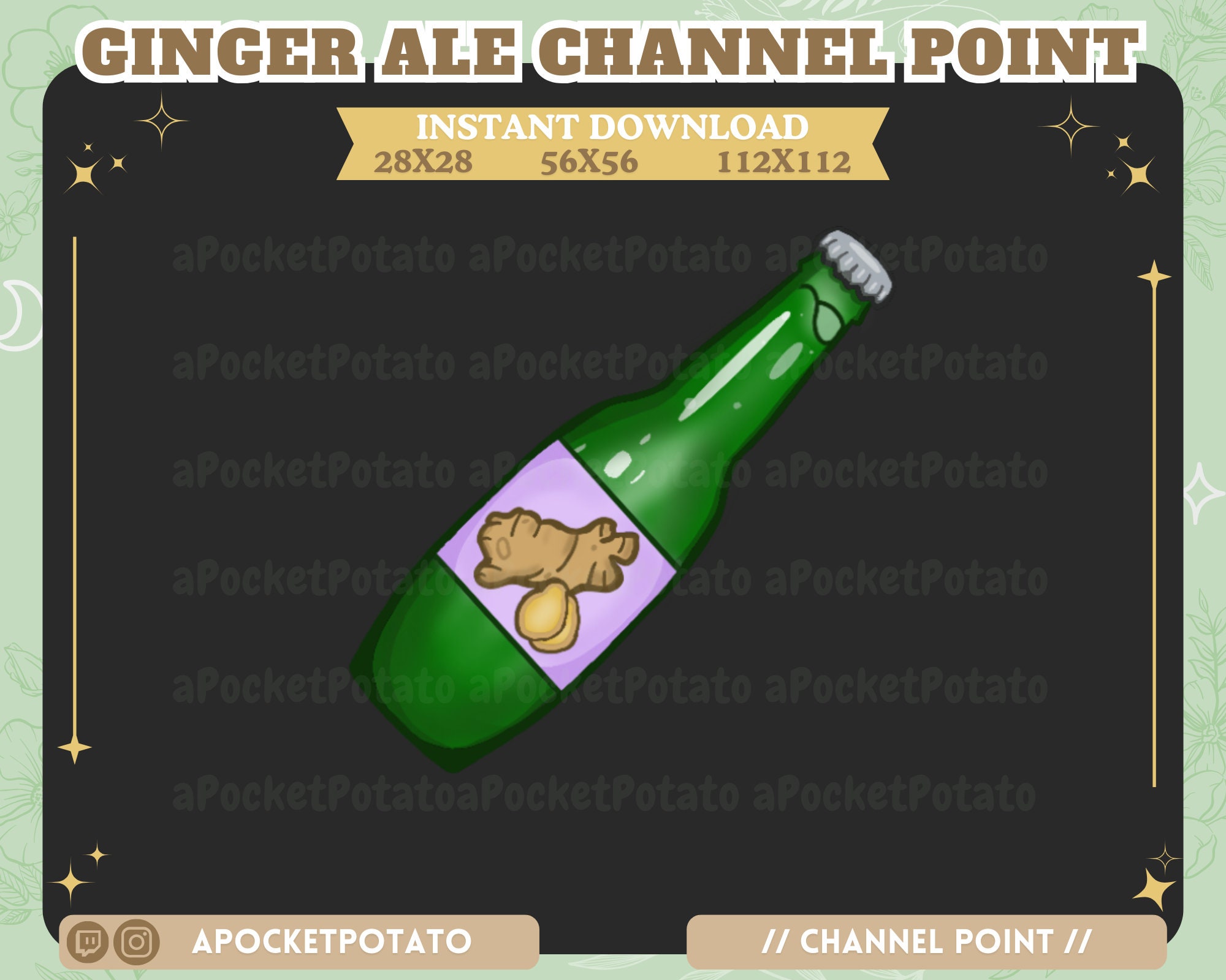 Ginger Ale Channel Point Twitch -food Badge - Cute Twitch Badge ...