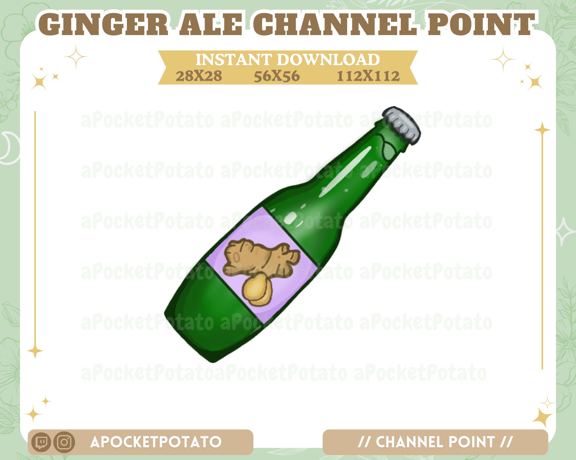 Ginger Ale Channel Point Twitch -food Badge - Cute Twitch Badge ...